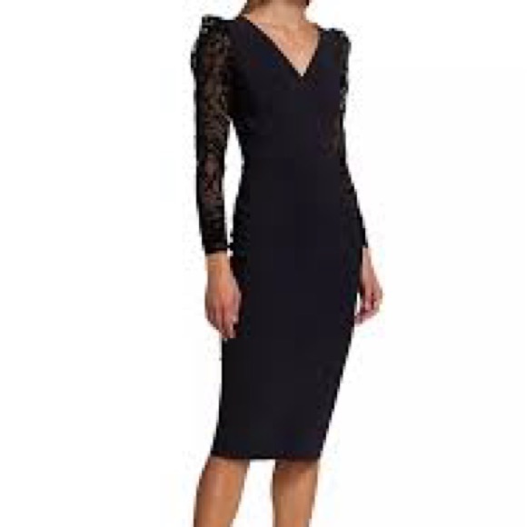 Chiari Boni La Petit Cocktail dress,lace sleeves,V-Neck,Smart Slimming Design - Picture 2 of 6